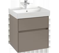 Armario bajo lavabo Collaro de Villeroy & Boch, 2 extraíbles, centro lavabo, 554x546x444mm, C00800AF, Color: Frente/cuerpo: verde suave, tirador: gris cachemira