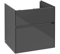 Armario bajo lavabo Collaro de Villeroy & Boch, 2 extraíbles, centro lavabo, 554x546x444mm, C00800FP, Color: Frontal/carcasa: gris brillante, asa: Grafito