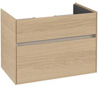 Armario bajo lavabo Collaro de Villeroy & Boch, 2 extraíbles, centro lavabo, 754x546x444mm, C01000VJ, Color: Carcasa/frontal: roble nórdico, tirador: Gris cachemira