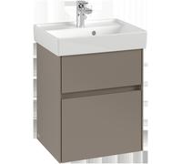 Armario bajo lavabo Collaro de Villeroy & Boch, 2 extraíbles, centro lavabo, con iluminación, 460x546x374mm, C006B0VL, Color: Frontal/carcasa: negro volcán, mango: negro volcán