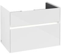 Armario bajo lavabo Collaro de Villeroy & Boch, 2 extraíbles, centro lavabo, con iluminación, 754x546x444mm, C010B0DH, Color: Frontal/carcasa: blanco brillante, mango: blanco mate