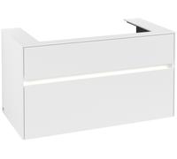 Armario bajo lavabo Collaro de Villeroy & Boch, centro de lavabo, de pared, 2 extraíbles, con iluminación, 1000x548x500mm, C020B0MS, Color: Frontal/carcasa: blanco mate, mango: blanco mate