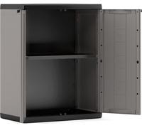 Armario Bajo Plástico Resina 2 Puertas Gris Casa Oficina Trabajo 68X39X85H