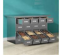 Armario boticario de 16 cajones, Vitrina para catálogo de fichas de Biblioteca, Caja de Almacenamiento de Hierbas con Ruedas, asa de aleación de Aluminio, Adecuado para farmacias (Plateado)