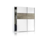 Armario brike 180 2 puertas correderas blanco artik (blanco mate) - roble alaska 180 x 200 x 60 cm