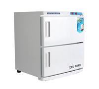 Armario calentador de toallas de gran capacidad con puertas dobles y bandejas de acero inoxidable para un calentamiento rápido, ideal para salón, spa y uso doméstico