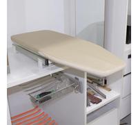 Armario caqui con tabla de planchar oculta, diseño deslizante suave, solución multifuncional para ropa, ideal para organización del hogar y ahorro de espacio