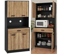 Armario Cocina Buffet Almacenamiento 80x40x180cm 2 Armarios 4 Puertas Cajón...