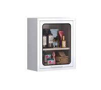 Armario Cocina Pared Puertas Abatibles Acero Inoxidable Armario Metalico Garaje Pared Multifuncional con Estantes Ajustables para Aseo Dormitorio Ducha(White,40x15x50cm)
