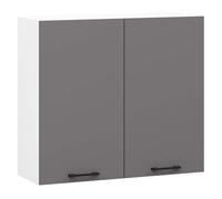 Armario colgante de cocina alto akord oliwia blanco de 80 cm con 2 puertas, frente en color gris grafito 80x30x72 cm