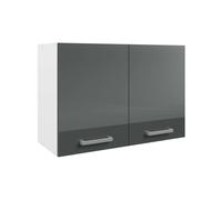 Miroytengo Armario Colgante de Cocina, Escurreplatos de Pared con Dos Puertas Blanco y Gris Brillante 80x55x33 cm