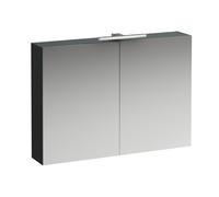 Armario con espejo base 1000 mm, 2 puertas, elemento de luz LED, H4028521102661, Color: Gris de tráfico