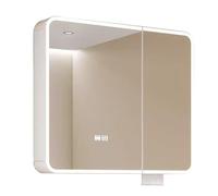 Armario con espejo de baño con luz LED con 3 puertas, color gris, 24 x 28 x 5 pulgadas, instalación integrada o montada en superficie