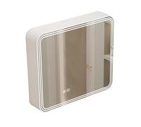Armario con espejo de baño LED con luces montadas en la pared, organizador de almacenamiento de cosméticos para sobre el fregadero, color gris, 60 x 70 x 13 cm