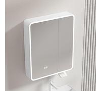 Armario con espejo de baño LED moderno antivaho montado en la pared, organizador de baño sobre estante de inodoro, elegante armario de lavabo para un ahorro de espacio óptimo