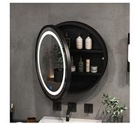 Armario con espejo de baño LED montado en la pared con luz negra clara de 70 cm, armario de espejo integrado con estantes, moderno tocador de baño