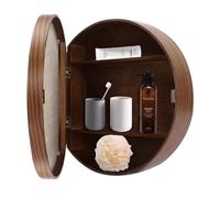 Armario con espejo de baño montado en la pared, 50 cm, nogal, almacenamiento con espejo, elegante para espacios pequeños, decoración moderna de baño, duradera y funcional