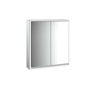 Armario con espejo emco loft, 600 mm, modelo de superficie, aluminio/blanco, 979806104, Versión: 2 puertas