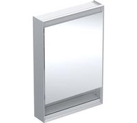 Armario con espejo Geberit ONE con ComfortLight, 1 puerta, con hornacina, montaje en superficie, aluminio anodizado, 60x90cm, 505.83, VersiÃ³n: Parada a la izquierda - 505.830.00.1