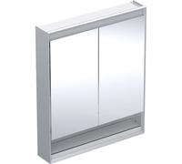 Armario con espejo Geberit ONE con ComfortLight, 2 puertas, de superficie, con hornacina, 75x90x15cm, 505.832.00., Color: Aluminio anodizado - 505.832.00.1