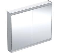 Armario con espejo Geberit ONE con ComfortLight, 2 puertas, montaje en superficie, 105x90x15cm, 505.814.00., Color: Aluminio anodizado - 505.814.00.1