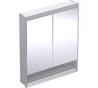 Armario con espejo Geberit ONE con ComfortLight, 2 puertas, montaje oculto, con hornacina, 75x90x15cm, 505822001, Color: Aluminio anodizado - CM