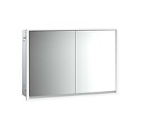 Armario con espejo iluminado emco loft, 1000mm, 2 puertas, modelo empotrado, aluminio/blanco, 979806113, Versión: 2 puertas