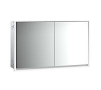 Armario con espejo iluminado emco loft, 1300mm, 2 puertas, modelo empotrado, 979805121, Color: aluminio/espejo