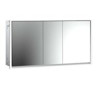 Armario con espejo iluminado emco loft, 1600mm, 3 puertas, modelo empotrado, 979806123, Color: aluminio/blanco
