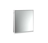 Armario con espejo iluminado emco loft, 600 mm, modelo empotrado, aluminio/blanco, 979806103, Versión: 1 puerta (tope de puerta a la derecha)