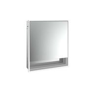 Armario con espejo iluminado loft de emco con estante inferior, 600 mm, modelo empotrado, aluminio/blanco, 979806201, Versión: 1 puerta (tope izquierdo)