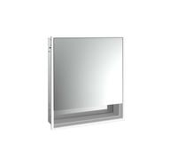 Armario con espejo iluminado loft de emco con estante inferior, 600 mm, modelo empotrado, aluminio/blanco, 979806203, Versión: 1 puerta (tope de puerta a la derecha)
