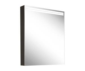 Armario con espejo iluminado Schneider ARANGA TW, 1 puerta con tope a la derecha, 595x120x700mm, tiras de luz en la parte superior, 160.462.01.41, Versión: CH estándar/cuerpo negro mate, panel trasero