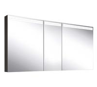 Armario con espejo iluminado Schneider ARANGA TW, 3 puertas 60/30/60cm, 1495x120x700mm, tiras de luz superiores, 160.550.02.41, Versión: Estándar de la UE/carrocería negro mate, panel trasero espejado