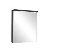 Armario con espejo iluminado Schneider BORDO TW LED, 1 puerta, con bisagras intercambiables, enchufe a la izquierda, 59,5x72,6x17,8cm, 188.061.02.41, Versión: Estándar de la UE/carrocería negro mate,