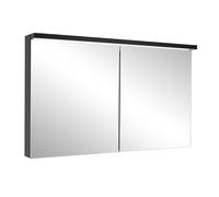 Armario con espejo iluminado Schneider BORDO TW LED, 2 puertas, 139,5x72,6x17,8cm, 188.140.01.41, Versión: CH estándar/cuerpo negro mate, panel trasero espejado