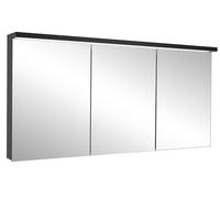 Armario con espejo iluminado Schneider BORDO TW LED, 3 puertas de igual tamaño, 179,5x72,6x17,8cm, 188,180., 188.180.01.41, Versión: CH estándar/cuerpo negro mate, panel trasero espejado