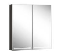 Armario con espejo iluminado Schneider GRACE TW, 2 puertas 35/35cm, 695x120x700mm, regulable, 2000-6500K, 116.470.02.41, Versión: Estándar de la UE/carrocería negro mate, panel trasero espejado