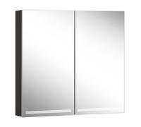 Armario con espejo iluminado Schneider GRACE TW, 2 puertas 40/40cm, 795x120x700mm, regulable, 2000-6500K, 116.480.02.41, Versión: Estándar de la UE/carrocería negro mate, panel trasero espejado