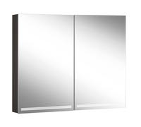Armario con espejo iluminado Schneider GRACE TW, 2 puertas 45/45cm, 895x120x700mm, regulable, 2000-6500K, 116.490.02.41, Versión: Estándar de la UE/carrocería negro mate, panel trasero espejado
