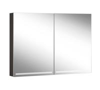 Armario con espejo iluminado Schneider GRACE TW, 2 puertas 50/50cm, 995x120x700mm, regulable, 2000-6500K, 116.500.02.41, Versión: Estándar de la UE/carrocería negro mate, panel trasero espejado
