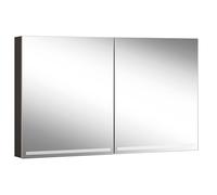 Armario con espejo iluminado Schneider GRACE TW, 2 puertas 60/60cm, 1195x120x700mm, regulable, 2000-6500K, 116.520.02.41, Versión: Estándar de la UE/carrocería negro mate, panel trasero espejado