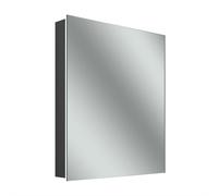 Armario con espejo iluminado Schneider STYLE TW LED, 1 puerta de espejo doble, enchufe a la izquierda, 51,5x71,5x12cm, 194.051.01.41, Versión: CH estándar/cuerpo negro mate, panel trasero espejado