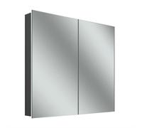 Armario con espejo iluminado Schneider STYLE TW LED, 2 puertas, 81,5x71,5x12cm, 194.080.02.41, Versión: Estándar de la UE/carrocería negro mate, panel trasero espejado
