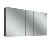 Armario con espejo iluminado Schneider STYLE TW LED, 3 puertas, 151,5x71,5x12cm, 194.150.02.41, Versión: Estándar de la UE/carrocería negro mate, panel trasero espejado
