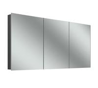 Armario con espejo iluminado Schneider STYLE TW LED, 3 puertas de igual tamaño, 151,5x71,5x12cm, 194.151.01.41, Versión: CH estándar/cuerpo negro mate, panel trasero espejado