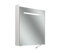 Armario con espejo LED Schneider CARE, 595x727mm, bisagra de puerta a la derecha, iluminación arriba, 2 enchufes a la izquierda fuera abajo, con dispensador, 193.264.01.02, Versión: CH estándar/blanco