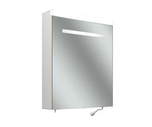 Armario con espejo LED Schneider CARE, 595x727mm, bisagra de puerta a la derecha, iluminación superior, 2 enchufes a la izquierda fuera del fondo, 193.262.02.02, Versión: Norma UE/blanco corporal/4000