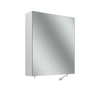 Armario con espejo Schneider CARE, 595x680mm, bisagra de puerta a la derecha, sin iluminación, 2 enchufes a la izquierda fuera del fondo, 193.662.01.02, Versión: CH estándar/estuche blanco