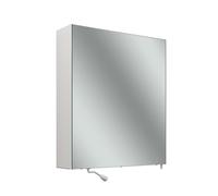 Armario con espejo Schneider CARE, 595x680mm, bisagra de puerta a la izquierda, sin iluminación, 2 enchufes a la derecha fuera de la parte inferior, 193.661.01.02, Versión: CH estándar/estuche blanco